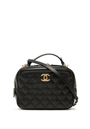 CHANEL Pre-Owned 2018-2019 Small CC Quilted Lambskin Top Handle Vanity Case with Chain satchel - Black