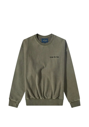 Awake NY pigment-dyed logo-embroidered crewneck sweatshirt - Green