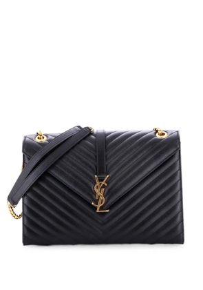 Saint Laurent Pre-Owned Classic Monogram Envelope Satchel Matelasse Chevron Leather Large shoulder bag - Black