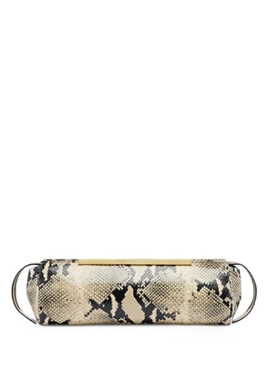 KHAITE snake-effect leather clutch bag - Neutrals