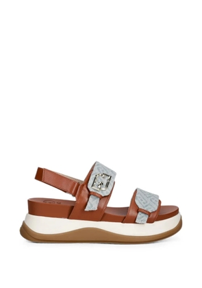 LIU JO monogram-pattern touch-strap sandals - Brown