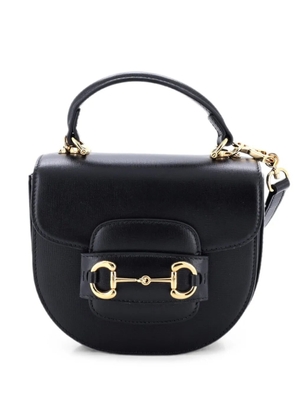 Gucci Pre-Owned Horsebit 1955 Rounded Top Handle Bag Leather Mini crossbody bag - Black