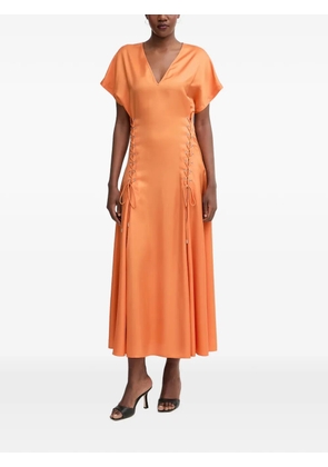 PINKO lace-up V-neck midi dress - Orange