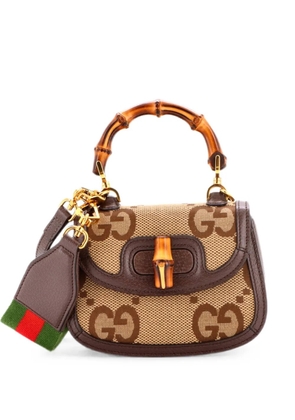 Gucci Pre-Owned Bamboo 1947 Top Handle Bag Jumbo GG Canvas Mini crossbody bag - Brown
