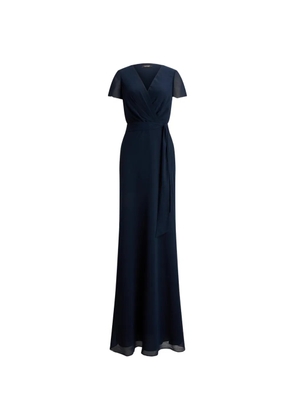 Lauren Ralph Lauren belted crinkle georgette maxi dress - Blue