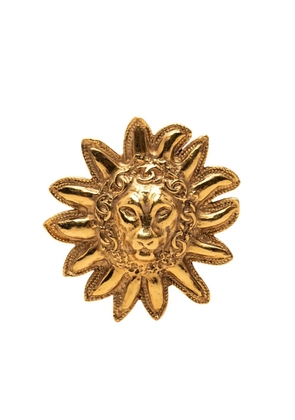 CHANEL Pre-Owned 1970-1980 CC Gold Plated Lion Head Sun Brooch costume brooch
