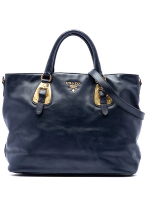 Prada Pre-Owned 2010-2026 Soft Calfskin Open Convertible Shopping Tote satchel - Blue