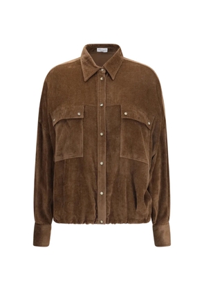 Brunello Cucinelli corduroy drawstring-hem shirt - Brown