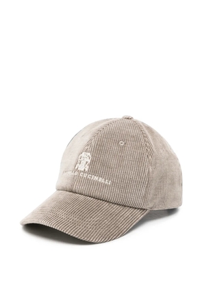 Brunello Cucinelli corduroy logo-embroidered baseball cap - Neutrals