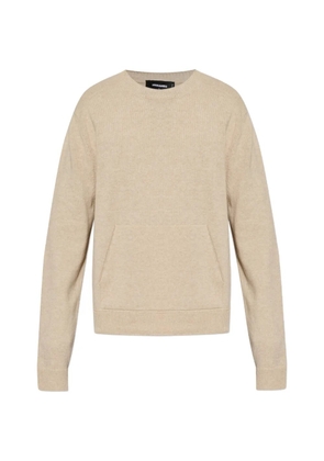 DSQUARED2 logo-embroidered pouch-pocket sweater - Neutrals