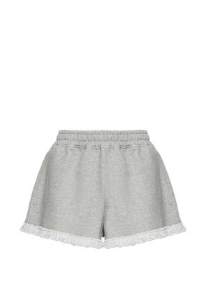 GANNI lace-trim cotton shorts - Grey