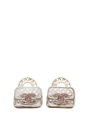 CHANEL Pre-Owned 2024 CC Gold Plated Strass Resin Top Handle Bag Bullet Back Earrings costume earrings