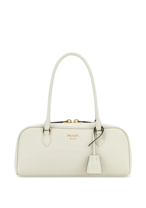 Prada logo-print calf leather shoulder bag - Neutrals