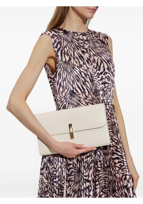 Furla Iride logo-clasp leather clutch bag - White