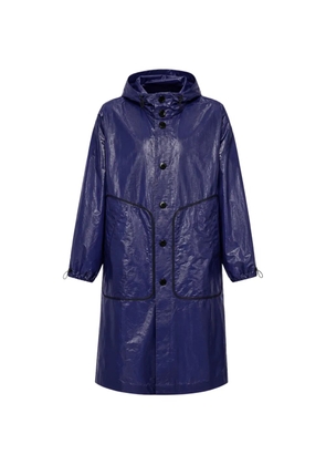 Dolce & Gabbana crinkled-effect hooded raincoat - Blue