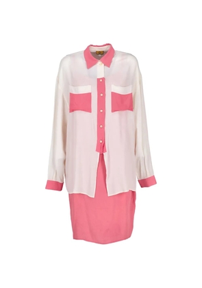 Fendi Pre-Owned colour-block shirt midi dress - Pink