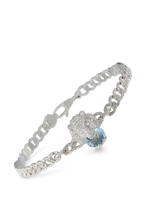 Gucci Pre-Owned aquamarine and diamond lion-motif bracelet - Silver