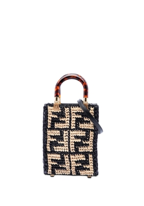Fendi Pre-Owned 2010-2026 Mini Zucca Raffia Sunshine Shopper Tote satchel - Black