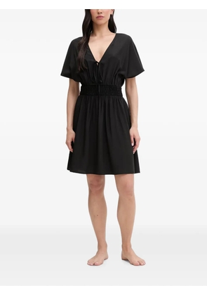 LIU JO smocked-waist tie-fastening midi dress - Black
