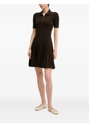 Lacoste pleated ribbed mini dress - Brown
