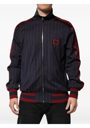 Dolce & Gabbana pinstripe logo-plaque track jacket - Blue