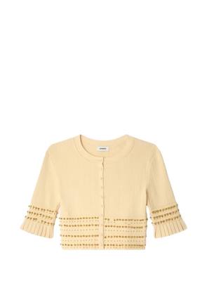 SANDRO cropped cardigan with tassels - Yellow
