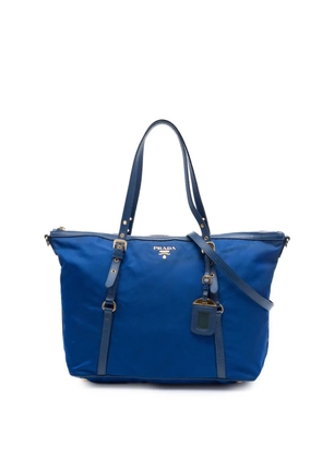 Prada Pre-Owned 2010-2026 Saffiano Trimmed Tessuto Zip Top Convertible Tote satchel - Blue