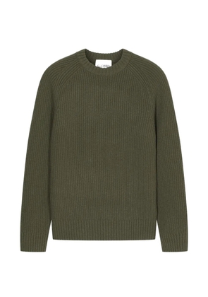 Closed ribbed-knit raglan-sleeve sweater - Green