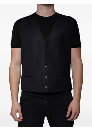 Dolce & Gabbana classic textured-pattern V-neck waistcoat - Black