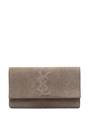 Saint Laurent Pre-Owned 2000-2010 Large Stitched Suede Monogram Belle De Jour clutch bag - Brown