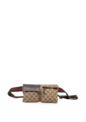 Gucci Pre-Owned 2000-2015 GG Canvas Web Double Pocket belt bag - Neutrals