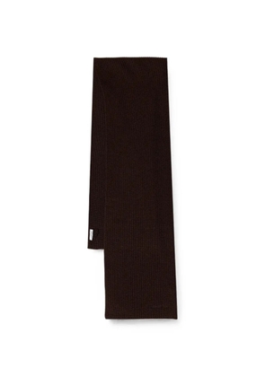 Lanvin ribbed-knit logo-embroidered scarf - Brown