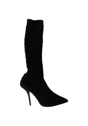 Dolce & Gabbana cable-knit knee-high boots - Black