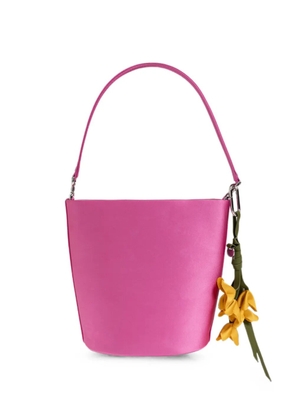 Self-Portrait satin floral-charm bucket bag - Pink