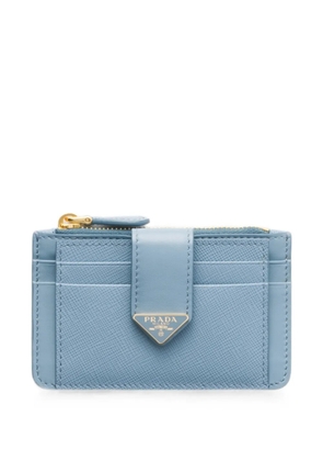 Prada Saffiano and smooth leather card holder - Blue