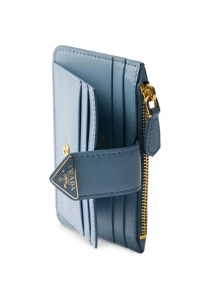 Prada Saffiano and smooth leather card holder - Blue