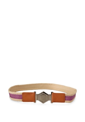 Gianfranco Ferré hexagon-buckle woven belt - Neutrals