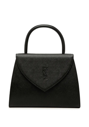 Saint Laurent Pre-Owned 20th Century Coated Calfskin Cassandre Logo Top Handle Flap Bag handbag - Black
