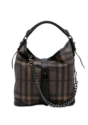 Burberry Pre-Owned 2000-2017 Medium Smoke Check Coated Canvas Chain Hobo shoulder bag - Brown