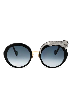 ANNA-KARIN KARLSSON crystal-embellished round sunglasses - Black