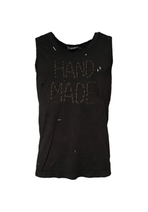 Dolce & Gabbana distressed-effect embroidered tank - Black