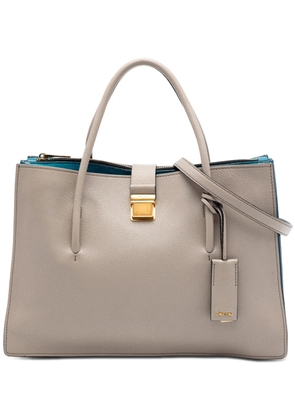 Miu Miu Pre-Owned 2010-2026 Goatskin Madras Push Lock Tote satchel - Brown
