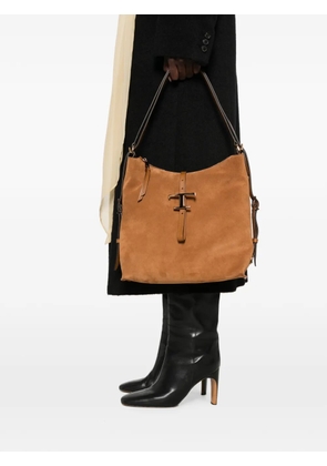 Tod's T Timeless suede tote bag - Neutrals