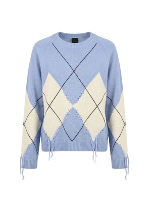 PINKO argyle-pattern tassel-detail sweater - Blue