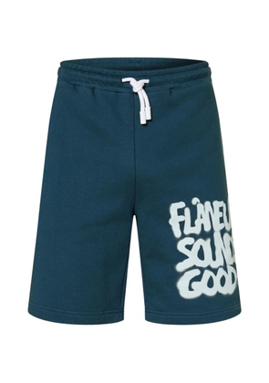 FLÂNEUR Sounds Good Spray logo-print cotton shorts - Blue