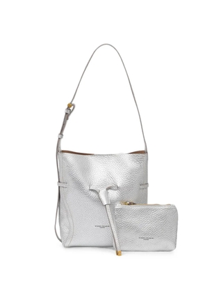GIANNI CHIARINI Sienna metallic-effect pebbled shoulder bag - Silver
