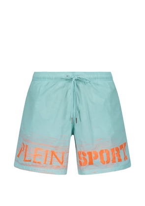Plein Sport logo-print drawstring swim shorts - Blue