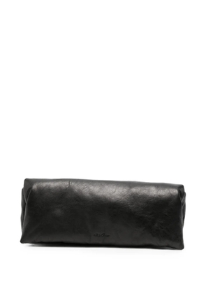 Rick Owens logo-debossed padded leather clutch bag - Black