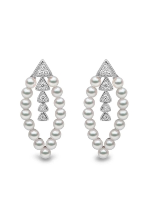 Yoko London 18kt white gold Raindrop Akoya pearl and diamond earrings - Silver