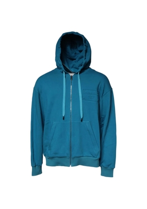 Dolce & Gabbana logo-patch zip-up hoodie - Blue